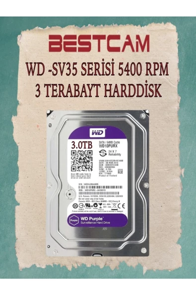 BESTCAM  WD-SV35 Serisi 5400 RPM 3 TB Hard Disk 2 Yıl Birebir Değişim Garantisi