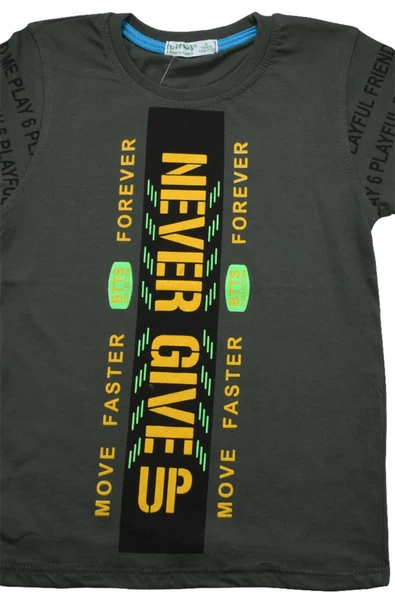 Never Gıve Up Baskılı Erkek Bebek Tshirt Yeşil bipamuk - 10