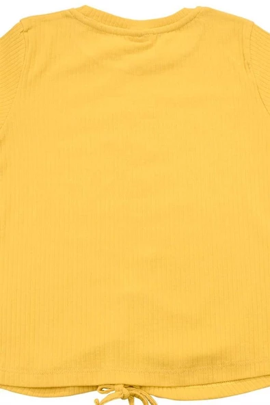 Nakışlı Fitilli Beauty Queen Tshirt Hardal bipamuk - 5