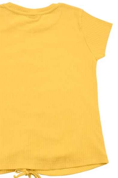 Nakışlı Fitilli Beauty Queen Tshirt Hardal bipamuk - 6
