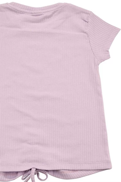 Nakışlı Fitilli Beauty Queen Tshirt Lila bipamuk - 6