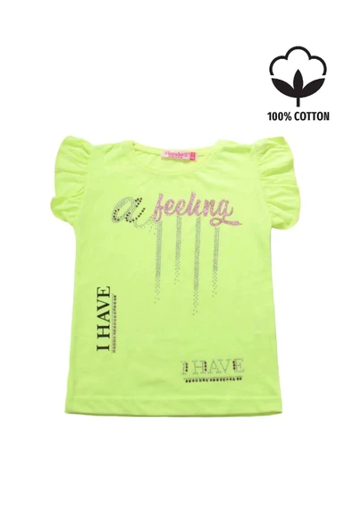 I Have Baskılı Fırfır Kollu Taşlı Kız Bebek Tshirt bipamuk - 4