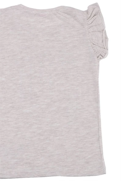 I Have Baskılı Fırfır Kollu Taşlı Kız Bebek Tshirt Krem bipamuk - 3