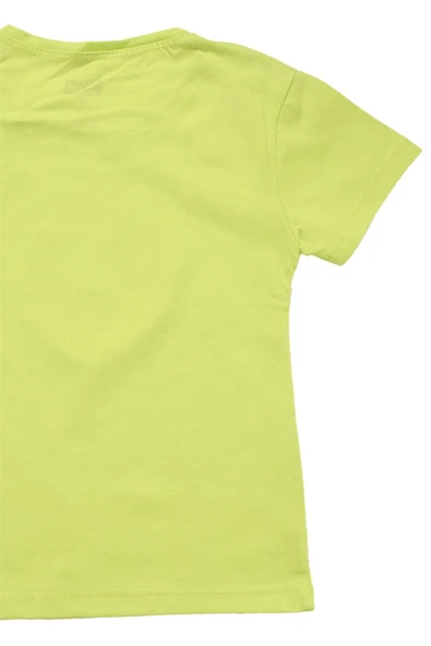 Gökkuşağı Baskılı Kız Tshirt Yeşil bipamuk - 5