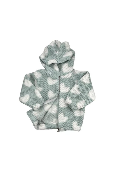 Kalpli Kız Bebek Peluş Hırka Su Yeşili bipamuk - 2