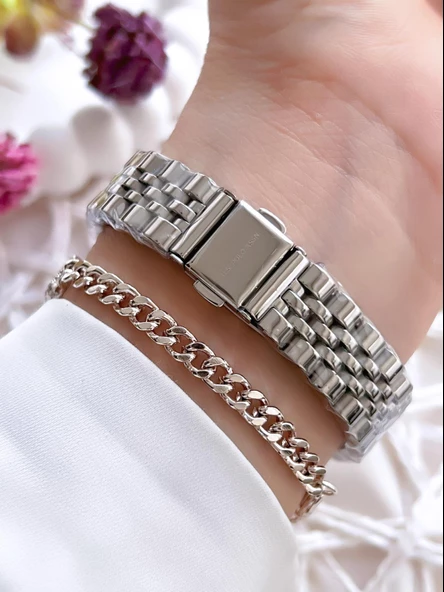 U.S.POLO ASSN Çelik Kordon 3 Atm Suya Dayanıklı Kadın Kol Saati+Bileklik Hediyeli USPA.2085.S01 - Resim 3