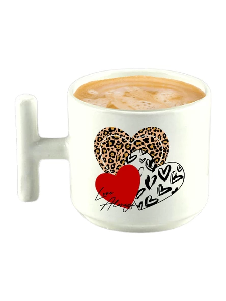 DeepCraft Best Quality 'Leopar Kalp' T Kulplu Kupa Yılbaşı,Sevgililer Günü, Hediyelik Kupa 185ML - 2