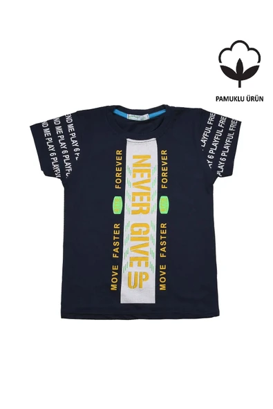 Never Gıve Up Baskılı Erkek Bebek Tshirt bipamuk - 5