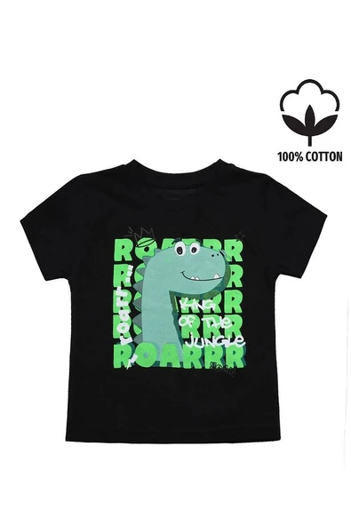 Sevimli Dinozor Baskılı Erkek Bebek Tshirt  bipamuk