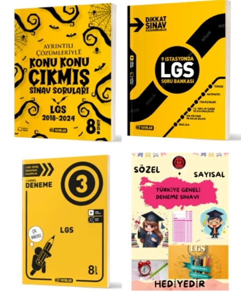 HIZ YAYINLARI 8.SINIF 2018-2024 LGS'DE ÇIKMIŞ ÇÖZÜMLÜ SORULAR + 9 İSTASYONDA TÜM DERSLER SORU BANKASI +LGS 3'LÜ GENEL DE