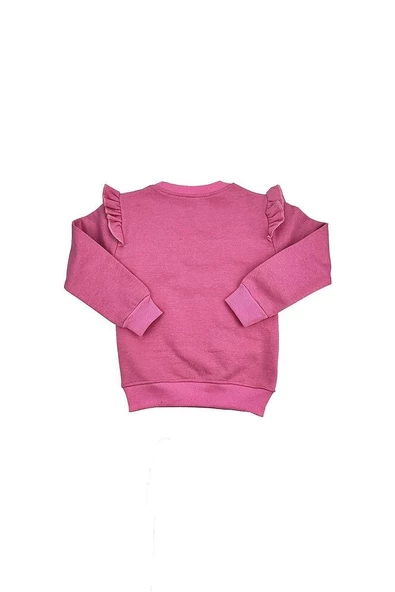 Ayıcıklı FırFır Kollu Kız Bebek Sweat Pembe bipamuk - 3