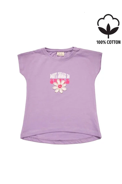 Boncuk İşlemeli Çiçekli Kız Bebek Tshirt bipamuk - 5