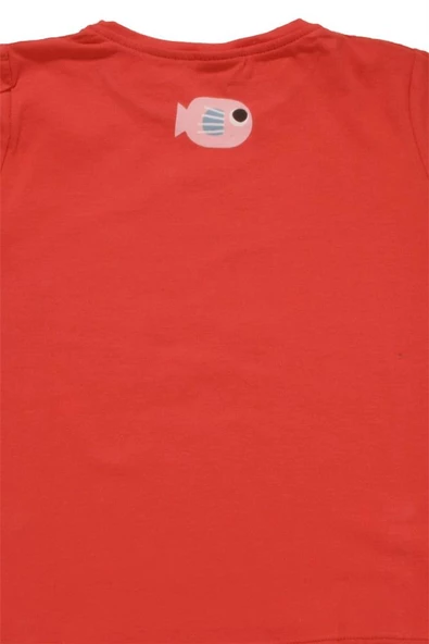 Renkli Balık Baskılı Tshirt Kırmızı bipamuk - 3