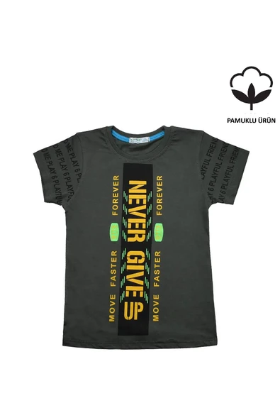 Never Gıve Up Baskılı Erkek Bebek Tshirt Yeşil bipamuk - 6