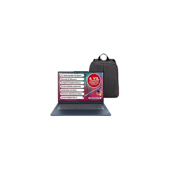 Ideapad Slim 5 Intel Core I5 13420H 16GB 512GB SSD Fdos 14" Wuxga IPS Dokunmatik Bilgisayar 83KX004FTR Snertech Çanta