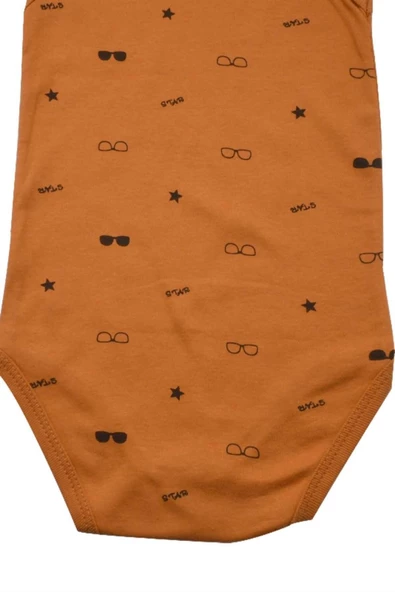 Gözlük Desenli Zıbın Çıtçıtlı Body Kahverengi bipamuk - 10