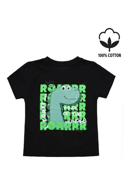 Sevimli Dinozor Baskılı Erkek Bebek Tshirt  bipamuk - 5