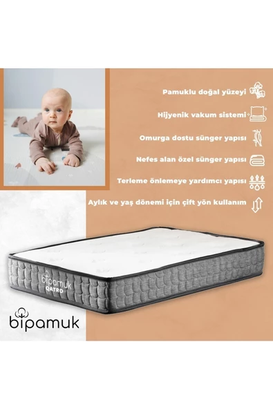 Qatro Beşik Yatağı Çocuk Yatağı Terleme Önleyici Bebek Yatağı bipamuk - 9