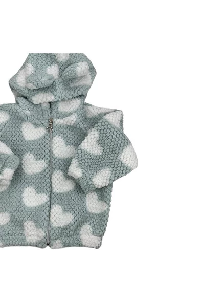 Kalpli Kız Bebek Peluş Hırka Su Yeşili bipamuk - 3