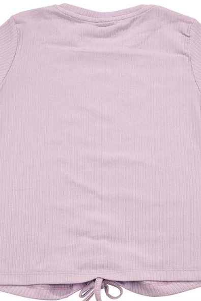 Nakışlı Fitilli Beauty Queen Tshirt Lila bipamuk - 5