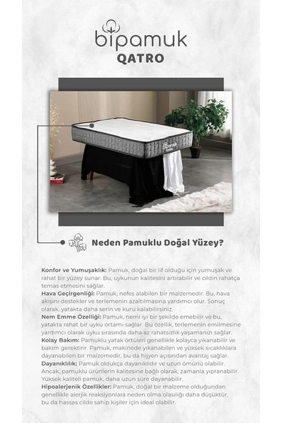 Qatro Beşik Yatağı Çocuk Yatağı Terleme Önleyici Bebek Yatağı bipamuk - 7