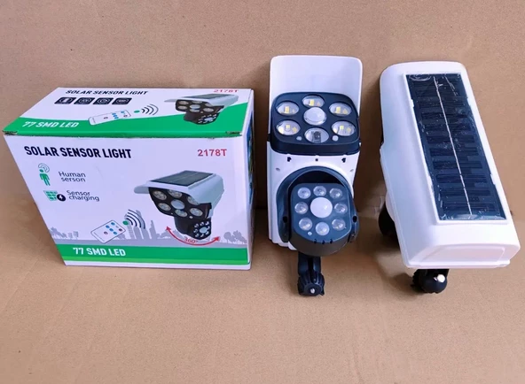 2in1 Kamera Görünümü 2 Güneş Enerjili Solar bahçe Aydınlatmas 3 Mod Kumandalı sensörlü Lamba 77Led - 3