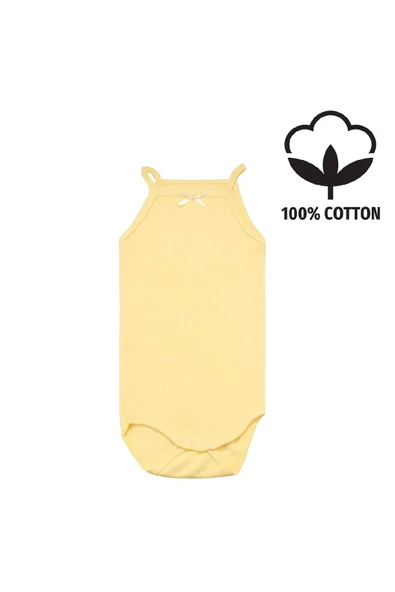 Fiyonklu İp Askılı Zıbın Çıtçıtlı Body Sarı bipamuk - 6