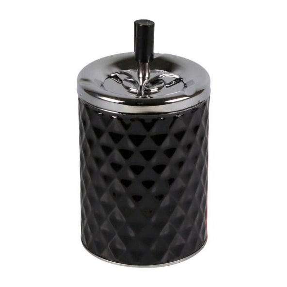 Bas-Çevir Metal Küllük Petek Desen Siyah 16cm