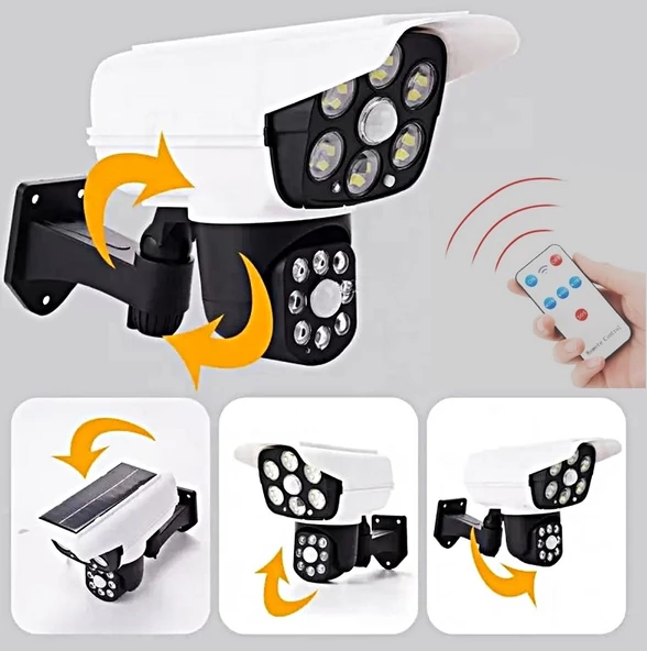2in1 Kamera Görünümü 2 Güneş Enerjili Solar bahçe Aydınlatmas 3 Mod Kumandalı sensörlü Lamba 77Led - 2