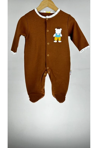 Boys Çıtçıtlı Uzun Kollu %100 Pamuklu Erkek Bebek Tulum bipamuk - 4
