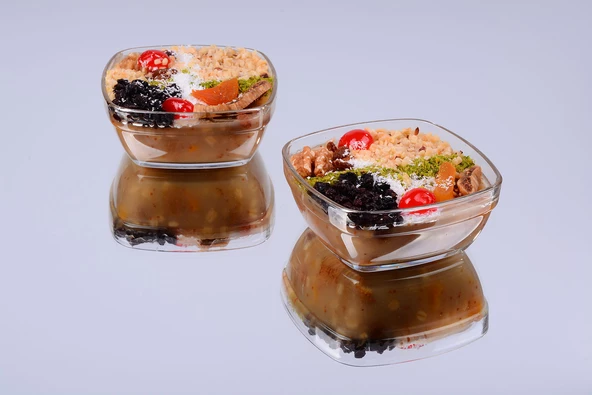 Glassco 8'li Kare Sütlaç Kare Cam Kase Tatlı Puding Sütlaç Kasesi Cam Sunum - 3