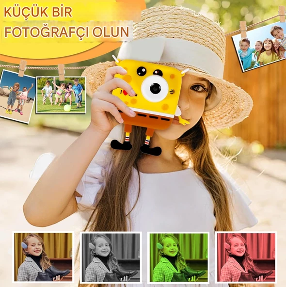 Çocuklar için Yılbaşı Hediyeleri Sünger Bob Kare Pantolon 1920 P HD Dijital Video Kamera - 4