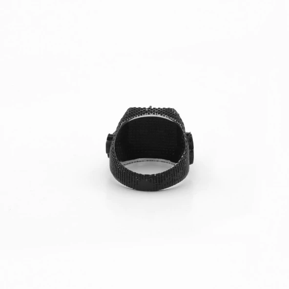 Tuğra İşlemeli Oksitli Gümüş Erkek Yüzüğü - Resim 3