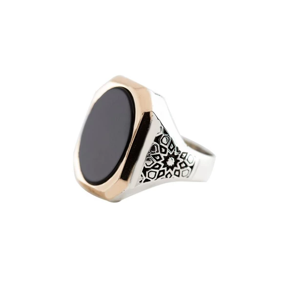 Onix Taşlı 925 Ayar Gümüş Erkek Yüzüğü - Resim 2