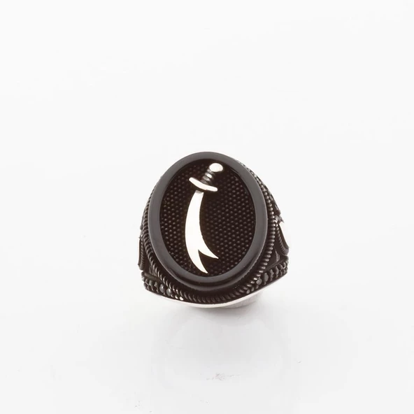 Zülfikar Kılıcı Zirkon Taşlı Gümüş Erkek Yüzük - Resim 2