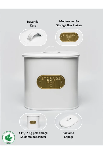 Metal Kapaklı Baton Çok Amaçlı Mutfak ve Banyo Organizeri Saklama Kabı (Storage Box Plakalı) - Resim 5