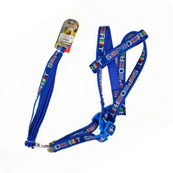 EuroDog Köpek Uzatma + Göğüs Tasması Mavi 120cm - 1