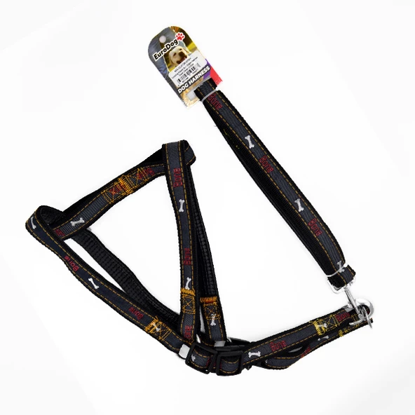 EuroDog Köpek Uz.+ Göğüs Tasması Siyah 25mm 120cm ürün görseli