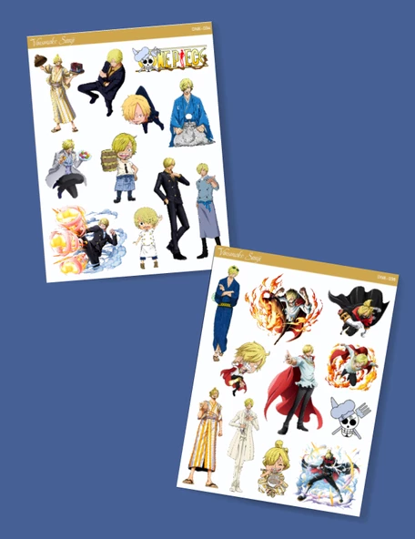 Vinsmoke Sanji - one piece 2li sticker etiket seti Anime çıkartmaları - Karabacak Sanji