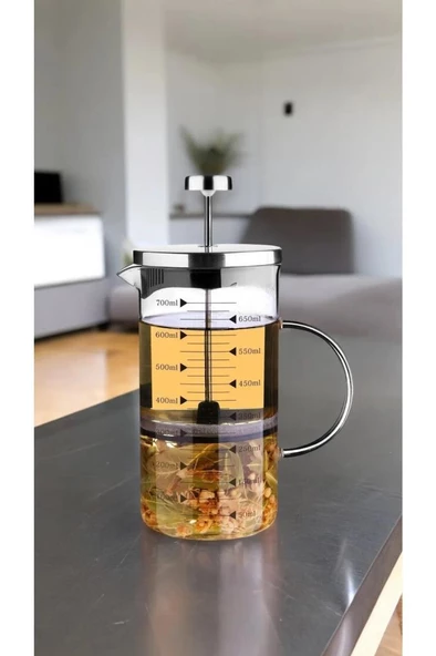CAMBU FRENCH COFFEE CAM DEMLİK ÖLÇÜ KABI 700 ML - 2