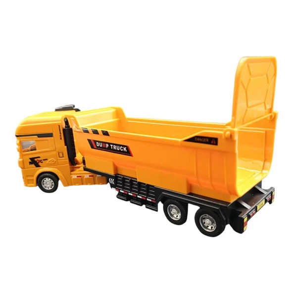 Farbu Sürtmeli Kamyon 706-40, Arka Kapağı Açılan Gerçekçi 25 cm İnşaat Arabası - 4