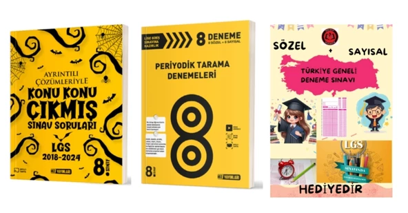 HIZ YAYINLARI 8.SINIF 2018-2024 LGS'DE ÇIKMIŞ ÇÖZÜMLÜ SORULAR +HIZ YAYINLARI PERİYOTİK GENEL 8'Lİ DENEME