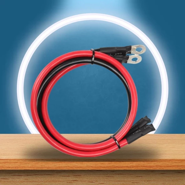 Akü İle İnverter Arası Uçları Konnektörlü 25 Mm Kablo- 1m Siyah- 1m Kırmızı - 2