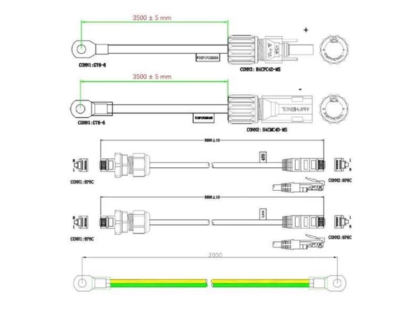 Pylontech FC0500-40 Akü Denetleme BMS, Taban, Kablolar, Force H1 için - Resim 4
