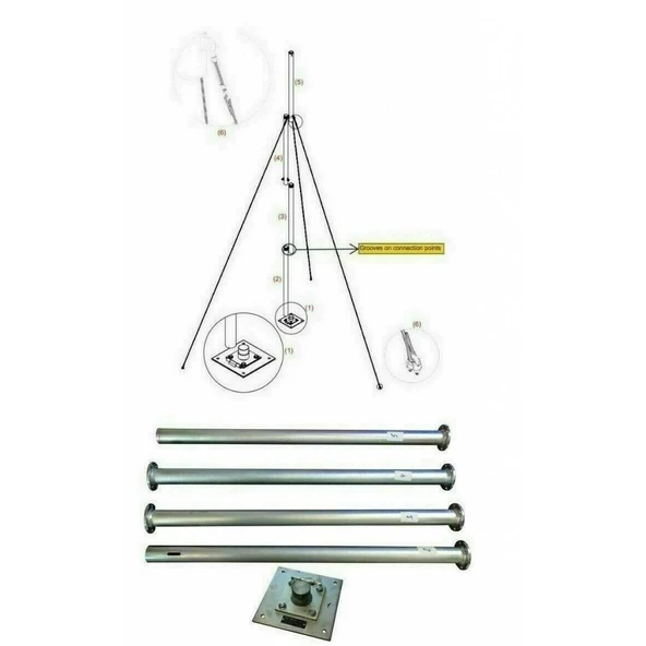 İstaBreeze Direk Seti 4 metre - Rüzgar Türbini için 40 kg taşıma kapasiteli - Resim 4