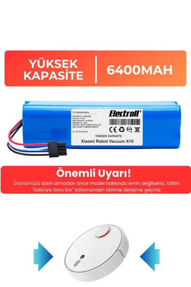 Xiaomi Robot Vacuum X10 Uyumlu Robot Süpürge Bataryası (Yüksek Kapasite) 6400mAh Robot Süpürge Pili