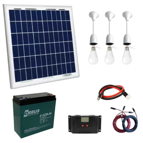 50 Watt Güneş Paneli Aydınlatma Paketi Solar Paket