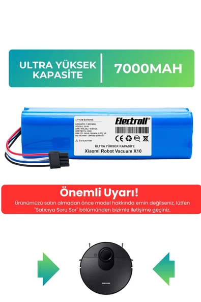 Xiaomi Robot Vacuum X10 Uyumlu Robot Süpürge Bataryası (Ultra Yüksek Kapasite) 7000mAh