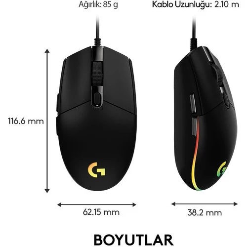Logitech G102 Lightsync RGB Mouse Siyah 910-005823 - 8