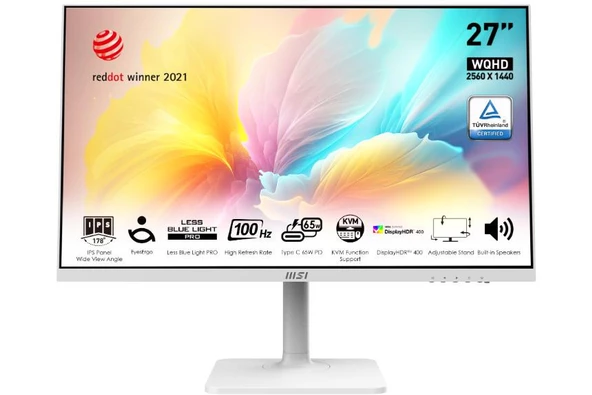 MSI MODERN MD272QXPW WQHD FLAT IPS 100HZ 1MS 27'' ADAPTIVE-SYNC PIVOT BEYAZ TYPE-C MONİTÖR